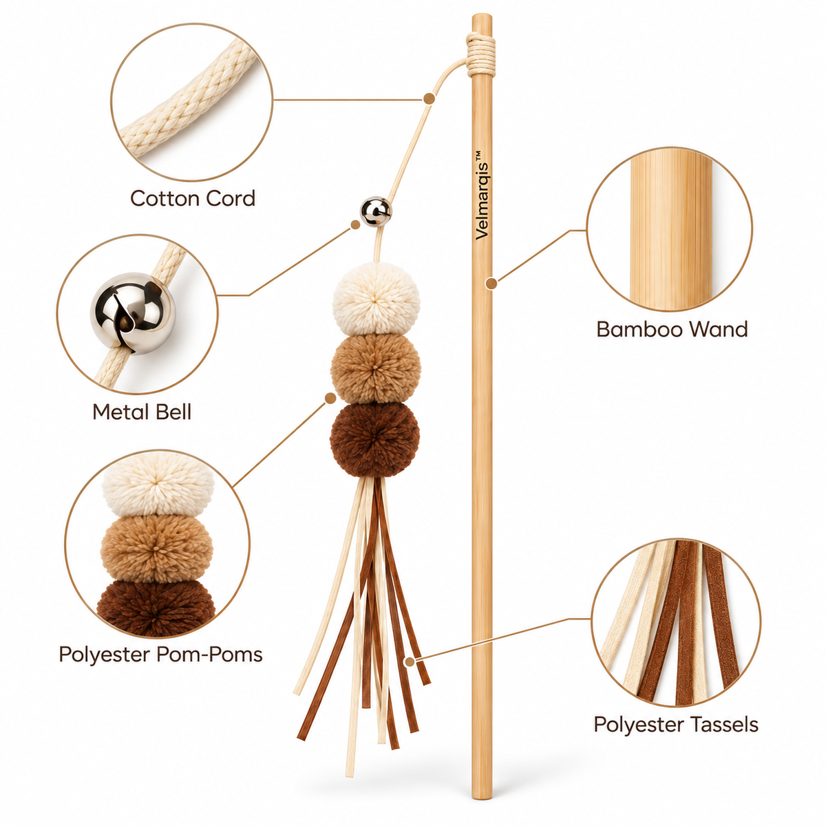 Velmarqis™ Earthtone Pom Teaser Wand