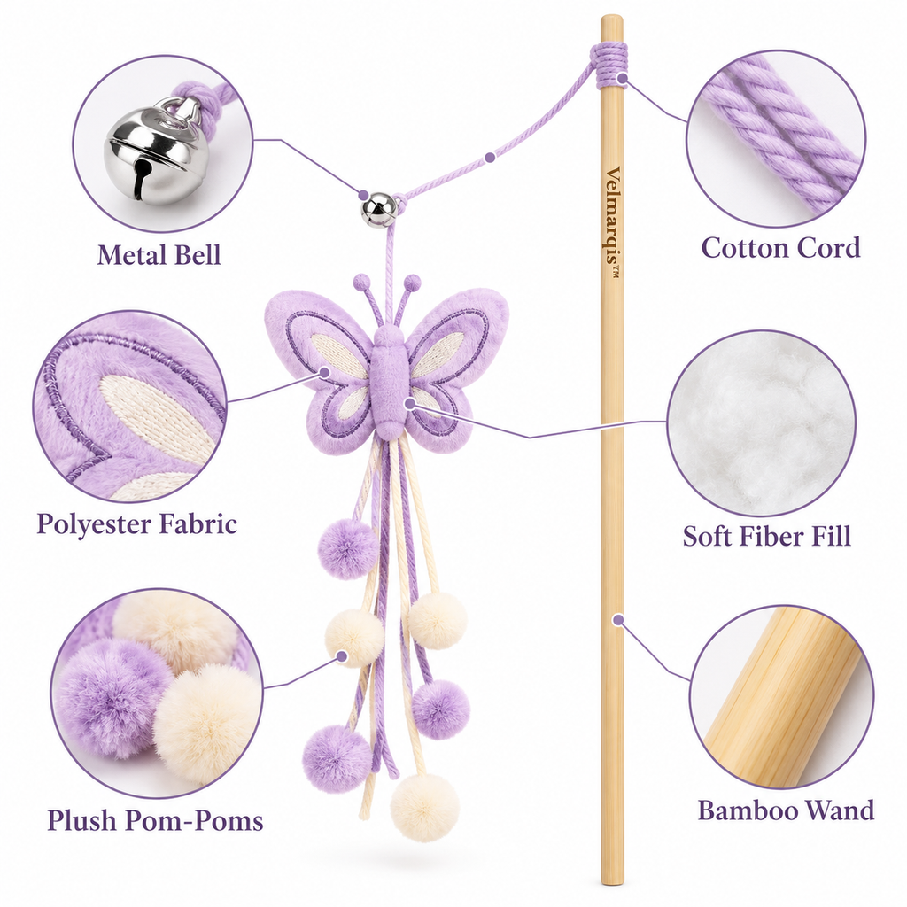 Velmarqis™ Lavender Butterfly Teaser Wand