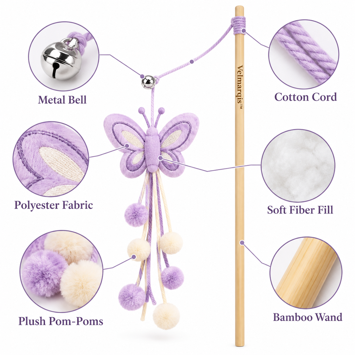 Velmarqis™ Lavender Butterfly Teaser Wand