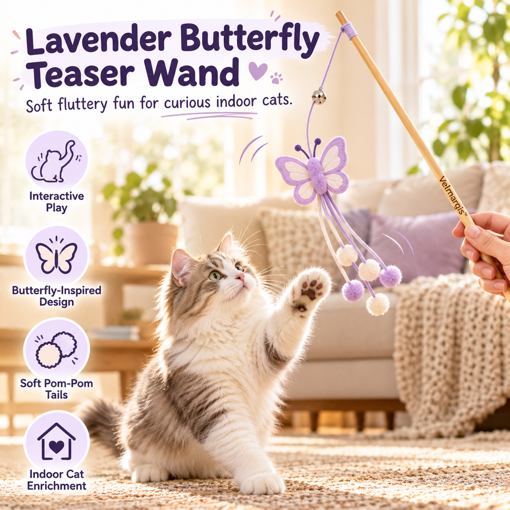 Velmarqis™ Lavender Butterfly Teaser Wand