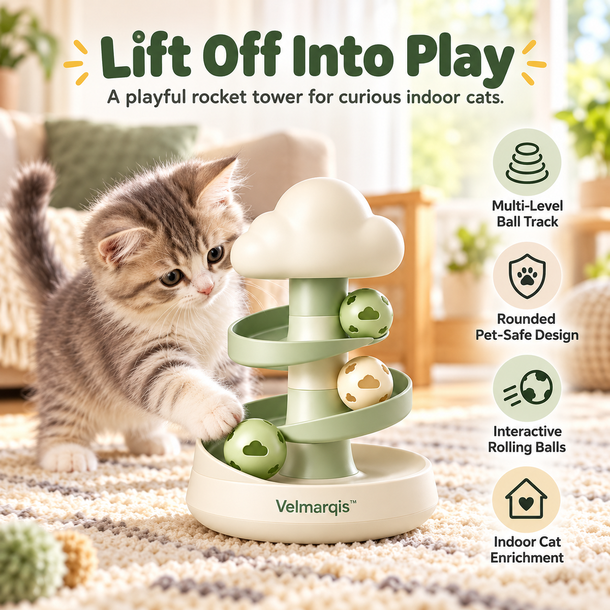 Velmarqis™ Cloudway Spiral Ball Tower